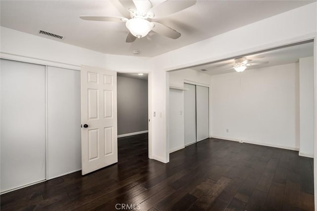 27917 Busman Rd, Murrieta, CA 92563 - unfurnished bedroom featuring dark wood-style flooring and ceiling fan