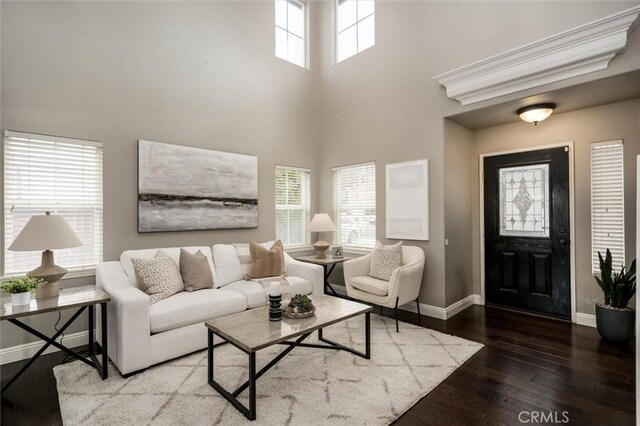 27917 Busman Rd, Murrieta, CA 92563 - living area featuring hardwood / wood-style flooring and a high ceiling