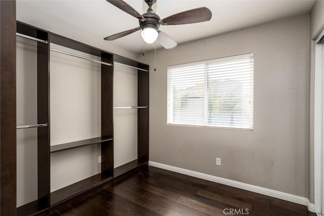 27917 Busman Rd, Murrieta, CA 92563 - unfurnished bedroom with wood finished floors, a closet, and ceiling fan