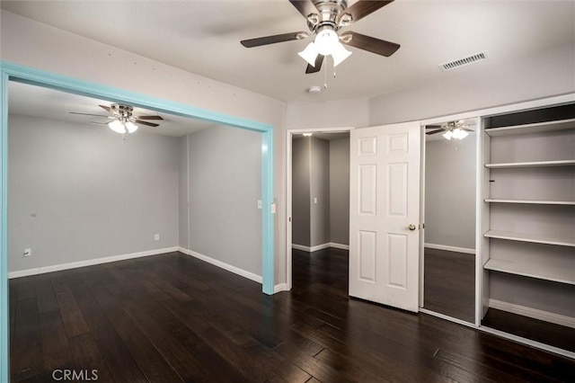 27917 Busman Rd, Murrieta, CA 92563 - unfurnished bedroom featuring hardwood / wood-style flooring, baseboards, and a ceiling fan