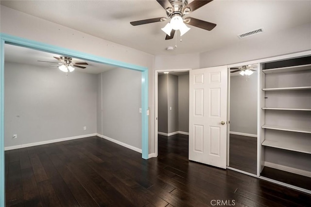 27917 Busman Rd, Murrieta, CA 92563 - unfurnished bedroom featuring wood-type flooring and a ceiling fan