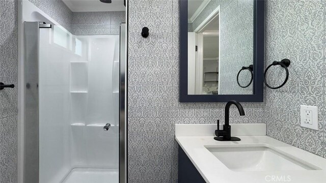 27533 Caraway Ln, Saugus, CA 91350 - full bathroom featuring vanity and a shower stall