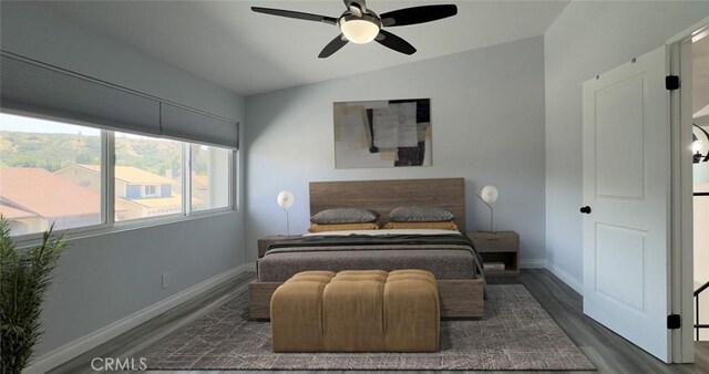 27533 Caraway Ln, Saugus, CA 91350 - bedroom with dark wood-style flooring and ceiling fan