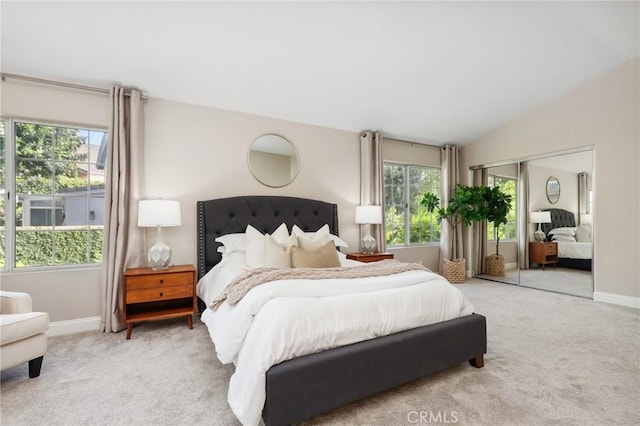 26752 Devonshire Rd, Laguna Hills, CA 92653 - carpeted bedroom with baseboards, vaulted ceiling, and a closet