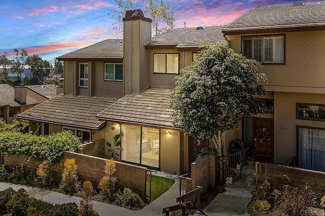 2506 Woodlands Way, Oceanside, CA 92054 - view of front of property with a chimney and a tile roof
