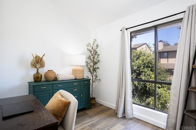 2506 Woodlands Way, Oceanside, CA 92054 - office featuring light wood finished floors and vaulted ceiling