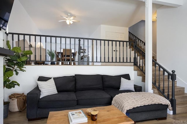 2506 Woodlands Way, Oceanside, CA 92054 - living area featuring ceiling fan and wood finished floors