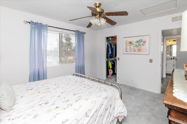 2157 Arnold Way Unit 821, Alpine, CA 91901 - carpeted bedroom with attic access, a spacious closet, a closet, a ceiling fan, and baseboards