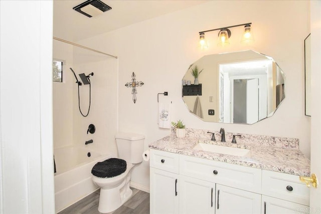 2157 Arnold Way Unit 821, Alpine, CA 91901 - bathroom with toilet, vanity, wood finished floors, and shower / bath combination