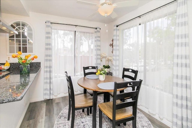 2157 Arnold Way Unit 821, Alpine, CA 91901 - dining space with wood finished floors, ceiling fan, healthy amount of natural light, and baseboards