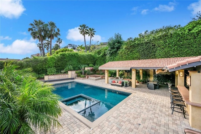 19151 Fowler Ave, North Tustin, CA 92705 - view of swimming pool with a patio area and a pool with connected hot tub