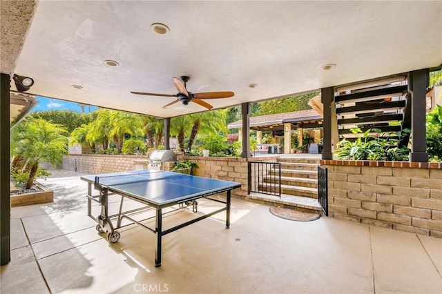 19151 Fowler Ave, North Tustin, CA 92705 - view of patio featuring ceiling fan and a grill