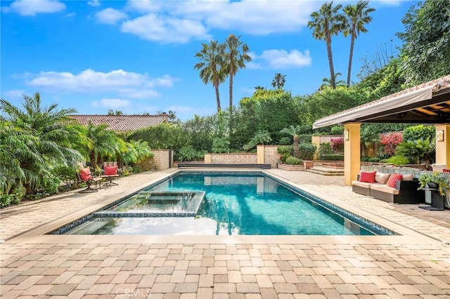 19151 Fowler Ave, North Tustin, CA 92705 - view of swimming pool with a patio, a pool with connected hot tub, a gazebo, and a fenced backyard