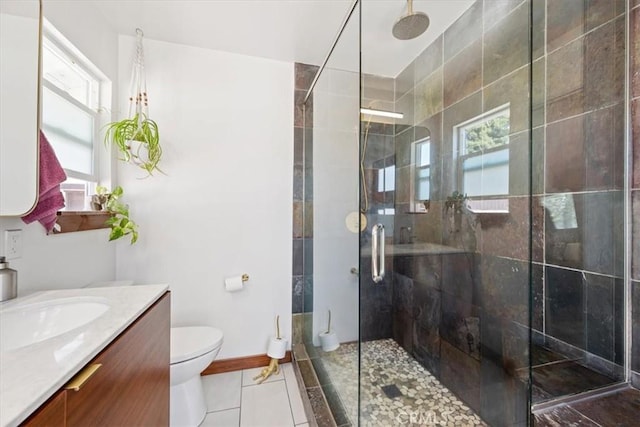 636 Jameson, Arroyo Grande, CA 93420 - bathroom with plenty of natural light, a shower stall, and tile patterned flooring
