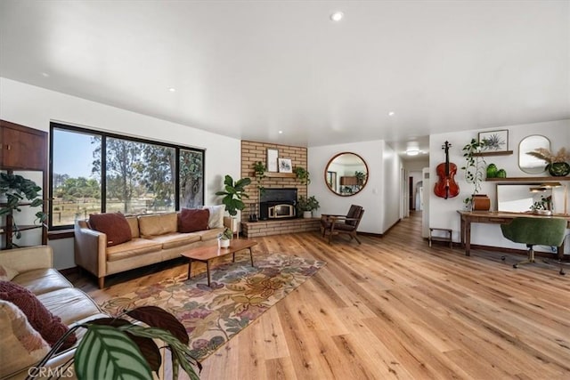 636 Jameson, Arroyo Grande, CA 93420 - living area with light wood-type flooring, a fireplace, and recessed lighting