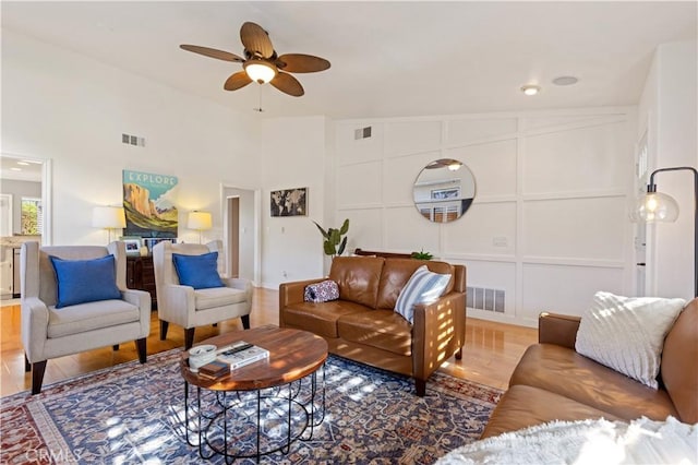 41488 Yankee Run Ct, Temecula, CA 92591 - living room with ceiling fan and wood finished floors