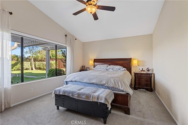 41488 Yankee Run Ct, Temecula, CA 92591 - carpeted bedroom featuring lofted ceiling, baseboards, and a ceiling fan