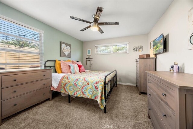 1418 S Cedar Ave, Fullerton, CA 92833 - bedroom featuring light carpet, baseboards, and ceiling fan