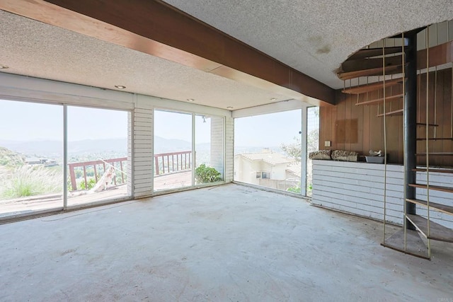 view of patio with a mountain view