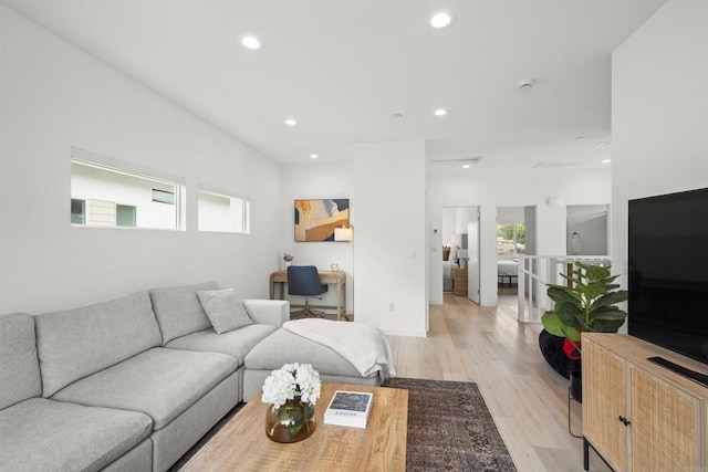 2210 Bonita Ct, Lemon Grove, CA 91945 - living area with recessed lighting, light wood-style flooring, and a desk