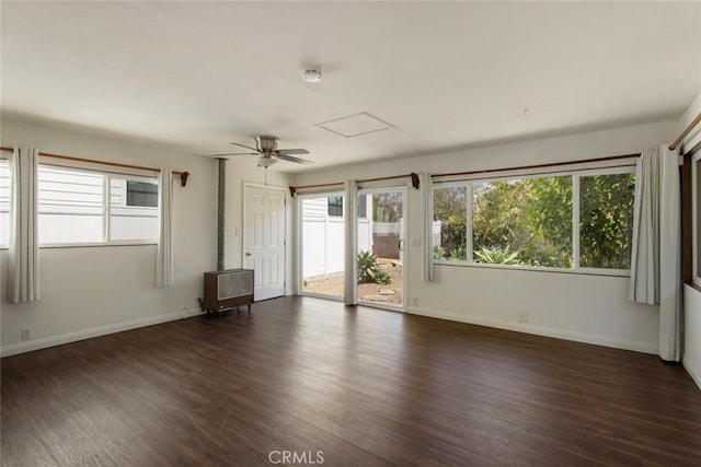 808 El Redondo Ave, Redondo Beach, CA 90277 - unfurnished room featuring baseboards, dark wood-style flooring, and a ceiling fan