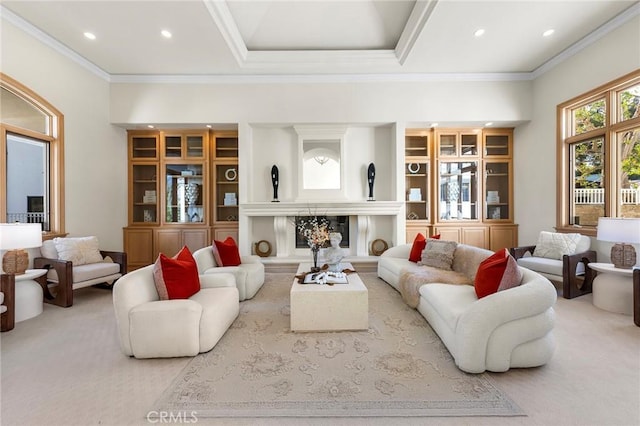 3277 Barhite St, Pasadena, CA 91107 - living room with carpet, recessed lighting, and ornamental molding