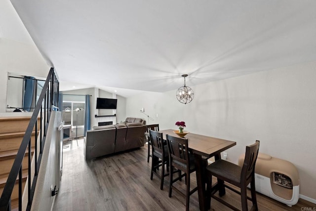 9560 Frank Way, Santee, CA 92071 - dining room with wood finished floors, lofted ceiling, a chandelier, and stairway