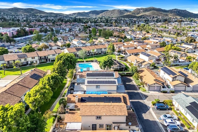9560 Frank Way, Santee, CA 92071 - aerial perspective of suburban area featuring a mountainous background and a pool