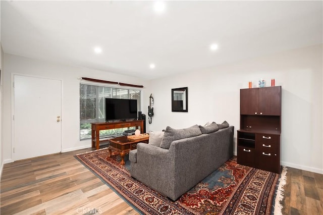1015 N Michillinda Ave Unit 104, Pasadena, CA 91107 - living area featuring wood finished floors, baseboards, and recessed lighting