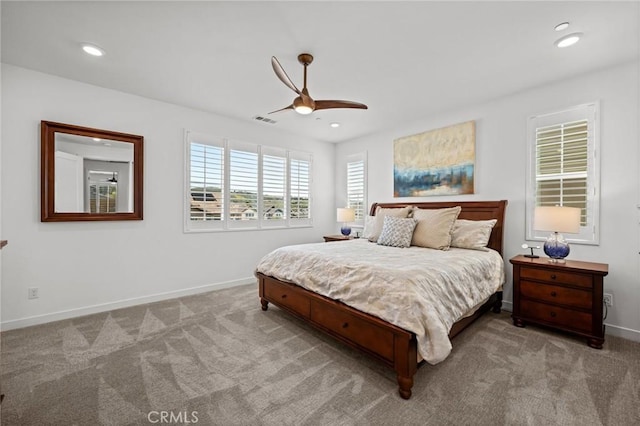 32404 Old Sage Dr, San Juan Capistrano, CA 92675 - carpeted bedroom with baseboards, recessed lighting, and ceiling fan