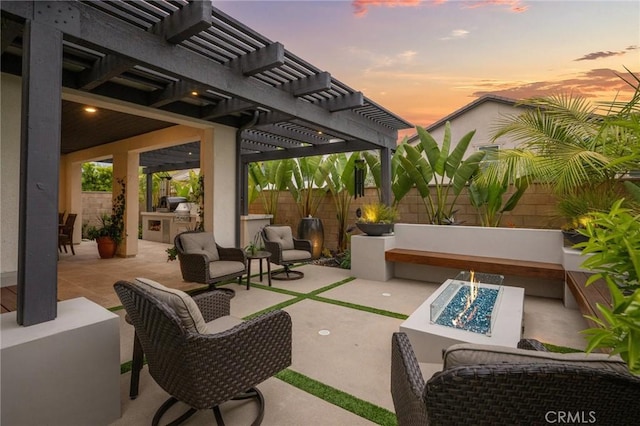 32404 Old Sage Dr, San Juan Capistrano, CA 92675 - view of patio featuring exterior kitchen, a fenced backyard, and a pergola