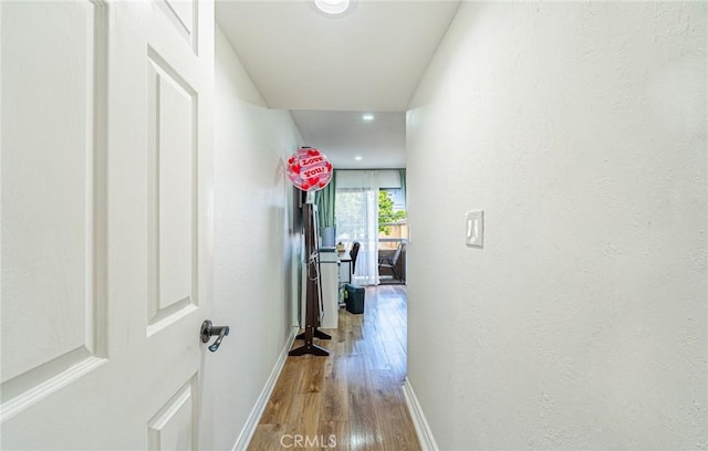 365 W Alameda Ave Unit 203, Burbank, CA 91506 - hall featuring wood finished floors, baseboards, and recessed lighting