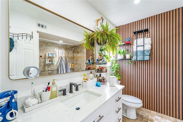 365 W Alameda Ave Unit 203, Burbank, CA 91506 - bathroom with vanity, toilet, a shower, and recessed lighting