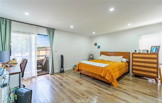 365 W Alameda Ave Unit 203, Burbank, CA 91506 - bedroom with multiple windows, access to exterior, light wood-type flooring, and recessed lighting