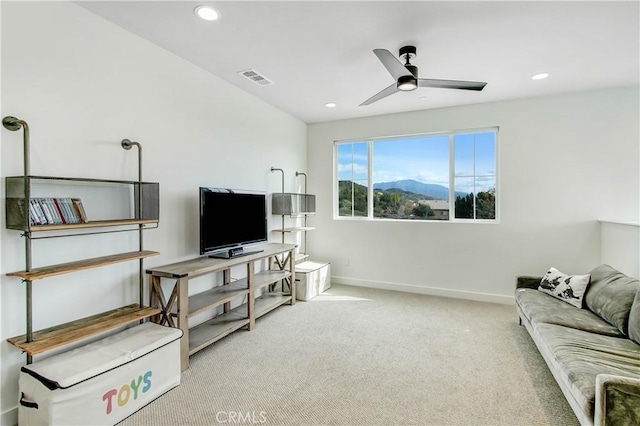 11837 Terra Vista Way, Sylmar, CA 91342 - carpeted living room with baseboards, ceiling fan, and recessed lighting