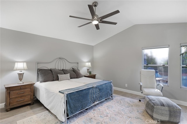 24632 Stagg St, West Hills, CA 91304 - bedroom featuring vaulted ceiling, light wood-type flooring, and ceiling fan