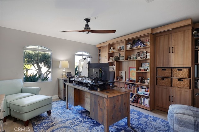 24632 Stagg St, West Hills, CA 91304 - office with a ceiling fan and light wood-style floors