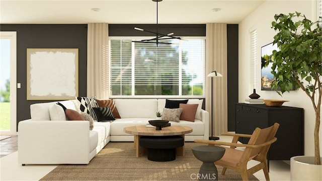 30051 Sunset Pier Dr, Menifee, CA 92584 - living area with a chandelier and plenty of natural light