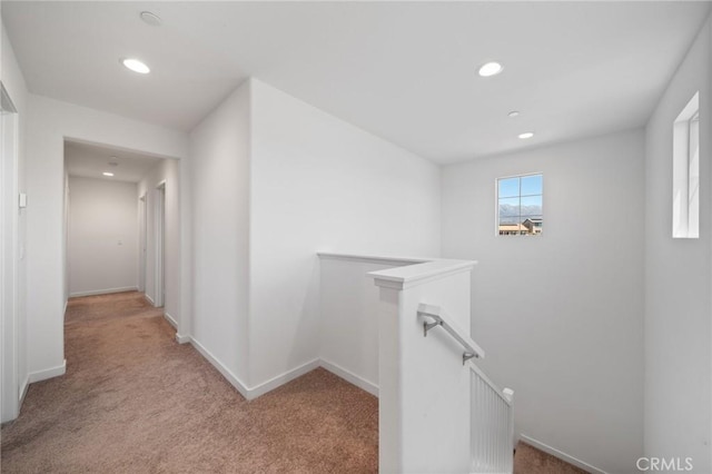 11475 Sheridan Way, Beaumont, CA 92223 - corridor featuring an upstairs landing, carpet floors, recessed lighting, and baseboards