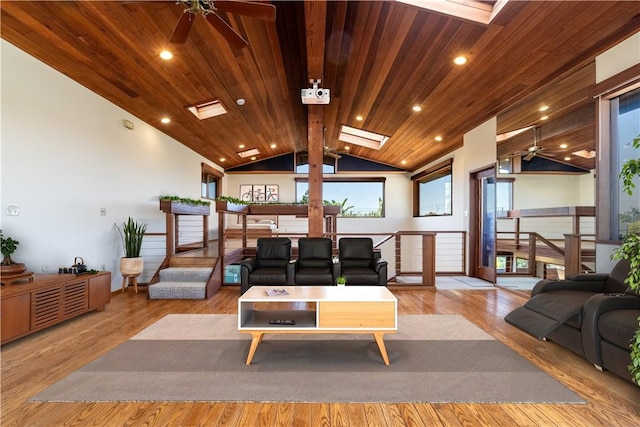 community lobby featuring vaulted ceiling, wood ceiling, and recessed lighting