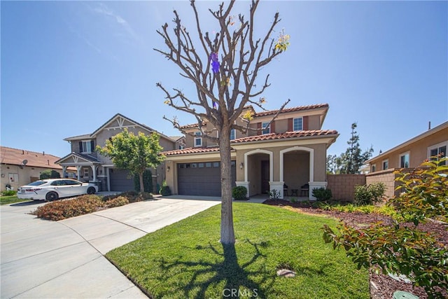 43075 Beamer Ct, Temecula, CA 92592 - mediterranean / spanish house with stucco siding, concrete driveway, a tile roof, and a porch