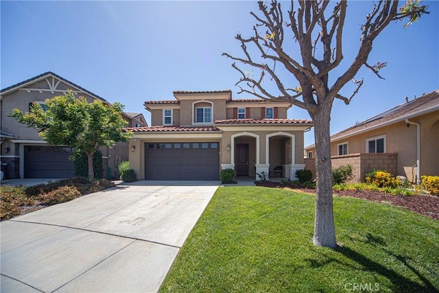 43075 Beamer Ct, Temecula, CA 92592 - mediterranean / spanish-style home featuring stucco siding, concrete driveway, and a tile roof