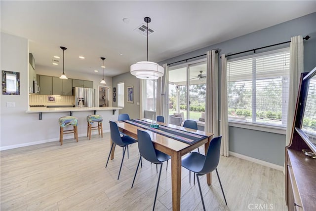 43075 Beamer Ct, Temecula, CA 92592 - dining space with baseboards, light wood-style flooring, and recessed lighting
