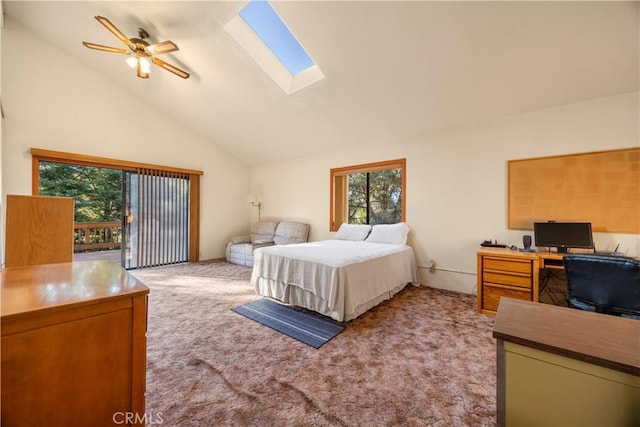 2513 Arbor Dr, Pine Mountain Club, CA 93225 - carpeted bedroom featuring vaulted ceiling, a skylight, and an office area