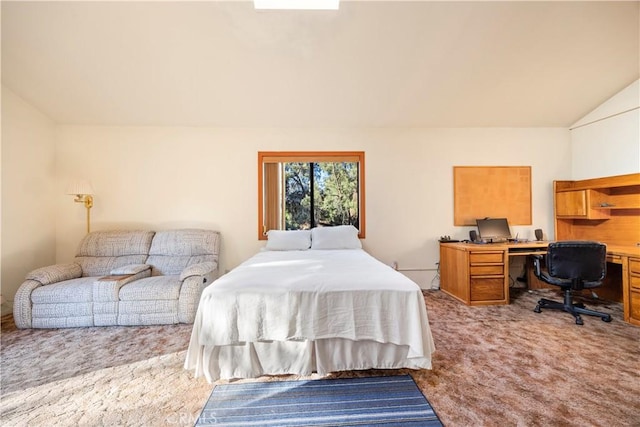 2513 Arbor Dr, Pine Mountain Club, CA 93225 - bedroom featuring light carpet, an office area, and lofted ceiling