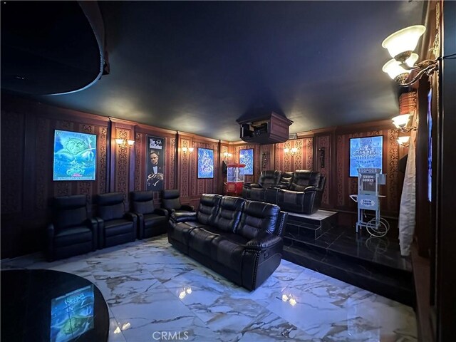 22564 Inspiration Pt, Canyon Lake, CA 92587 - home theater room featuring marble finish floors