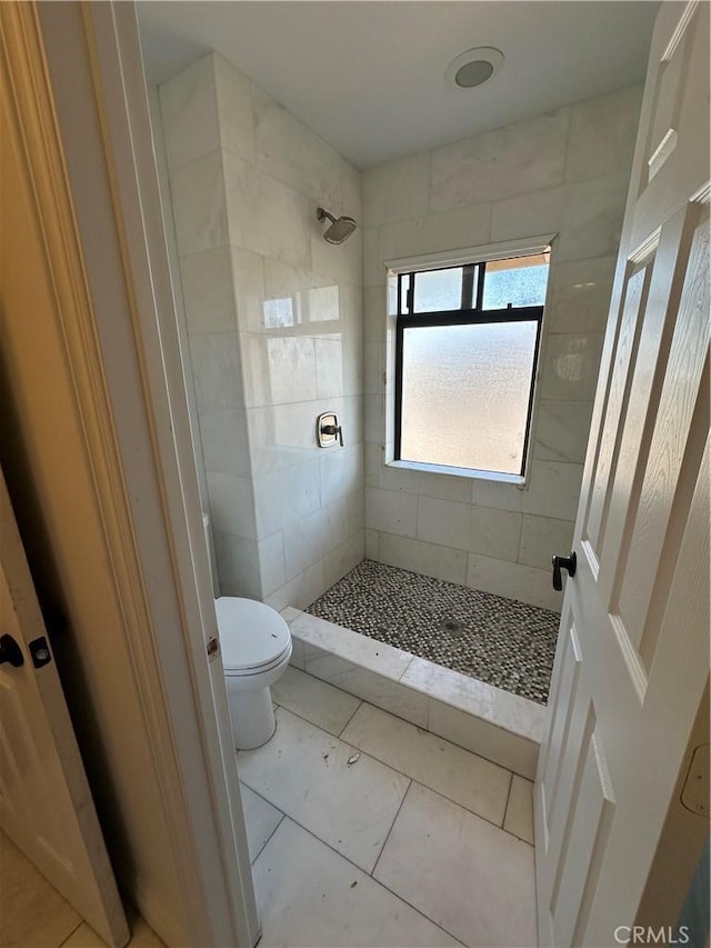 22564 Inspiration Pt, Canyon Lake, CA 92587 - bathroom with a stall shower, toilet, and tile patterned flooring