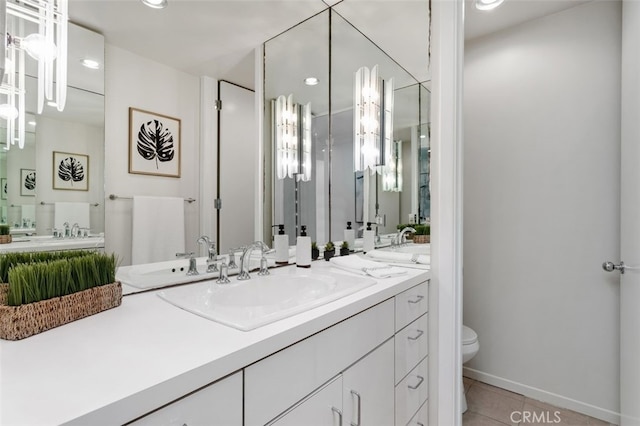 2005 Costa Del Mar Rd Unit 632, Carlsbad, CA 92009 - full bath with toilet, tile patterned floors, vanity, and recessed lighting
