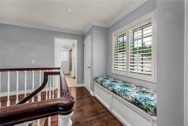 24441 Indian Hill Ln, West Hills, CA 91307 - hall with dark wood-style floors and ornamental molding