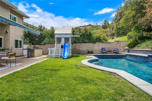 24441 Indian Hill Ln, West Hills, CA 91307 - view of swimming pool featuring a fenced backyard and a patio